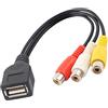 Aukson D46 Cavo adattatore USB a 3 RCA - USB 2.0 femmina a 3 RCA femmina Video Capture Card 30 cm - Compatibile con PC, AV, HDD e DVR