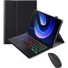 Generic Custodia con Tastiera per Honor Pad 10 / Tablet 10 12,1 pollici 2025 con Touchpad Retroilluminata a 7 Colori, Tasti Quadrati Tastiera Bluetooth 5.0 Doppia Modalità Mouse(Black)