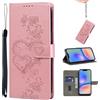 YiChZhe Custodia per Motorola Moto G34 5G, custodia protettiva in pelle premium, con scomparto per carte, funzione stand, flip case pieghevole, rosa