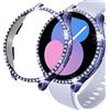DEALELE 2-Pezzi Cassa Compatibile con Samsung Galaxy Watch 4/5 (40mm / 44mm), Bling Strass Diamante PC Anti-collisione Custodia protettiva Cover, Blu + Trasparente