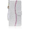 VQWQ Custodia per iPhone 14 Pro 6.1, Flip Cover a Portafoglio in Pelle PU Brillantini Slot per Schede Libro Cavalletto Supporto Wallet Case Cordino Chiusura Magnetica per Maschio Donna -[RX]-Silver