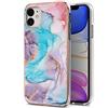 Lnxlanxx Cover Compatibile per iPhone 12 (6.1) / 12 PRO (6.1) TPU Silicone Bumper Disegni Motivo Marmo Colorato PC Rigida Case Antiurto Protettiva Resistente Custodia (Blu)