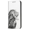 Mixroom - Custodia Cover Case a Libro per iPhone 12 PRO Max con Stand in Ecopelle Chiusura Magnetica Portafoglio Parte Interna in TPU Morbida Fantasia Cavallo Bianco E Nero M597
