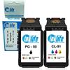 Inklife tecnologia al tuo servizio Cartuccia Inklife per Canon PG-50 e CL-51 compatibile con stampanti Pixma MP150-MP160-MP170-MP180-MP450-MP450x-MP460-iP2200 (Nero + Colore)