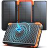 Kruilan Power Bank 63200 mAh: Ricarica Rapida PD da 22,5 W, 5 Uscite, Caricabatterie Portatile Senza Fili con 3 Pannelli Solari Pieghevoli, Torcia, Display, Caricabatterie Solare ad Alta Capacità per