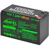 ANFEL Batteria Lead Acid AGM 12V 7.2Ah Serie Speciale HR al Piombo Ricaricabile Ciclica Pila Batteria Ermetica Batterie di Ricambio per ups Antifurto Prodotti Medici Bambini Moto Bambini Auto