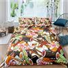 Homemissing Set di biancheria da letto per sushi giapponese con copripiumino per bambini in stile giapponese Kawaii salmone Tempura Caviale Copripiumino 3 pezzi King Size