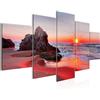 Runa Art - Quadri Tramonto Spiaggia 200 x 100 cm 5 Pezzi XXL Decorazione Murale Design Rosso 609551b