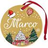 Corredino Neonato Pallina di Natale Personalizzata con Nome Marco, Decorazione Natalizia 100% Italiana, colore oro da 8 cm (oro, Marco)