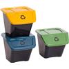 DEA HOME Ecobin Set 3 pattumiere per raccolta differenziata 30L ciascuna, 39x39x33h cm, con coperchio removibile e apertura frontale, design compatto salvaspazio, ideale per interni ed esterni