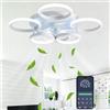 SXJCCSM 72W Ventilatore Da Soffitto Con Luce E Telecomando, Lampadario Ventilatore LED Silenzioso Dimmerabile con APP, Ventola con Design a Sei Anelli, 6 Velocità, Reversibili, Timer, Bianco
