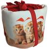 RICAMI FIORENTINI BALDI Cestino per bagno con 3 lavette in spugna. Cotone 100%. Idea regalo Natale. (Cestino lavette gatti)