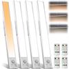 GBKDQQ 4 pezzi di illuminazione per armadio a LED con sensore di movimento, barra luminosa da 20 cm senza fili con batteria ricaricabile USB, telecomando, luce per armadio dimmerabile, illuminazione da