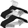 SONGMICS Grucce Pantaloni con Pinze, 20 Pezzi, Grucce Appendiabiti in Velluto, 42,5 cm, Appendini con Pinze Regolabili, Salvaspazio, Antiscivolo, per Gonne, Cappotti, Nero CRF012B20