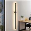 PTLYE Striscia LED Lunga lineare Girevole per Interni in Stile Nordico Moderno in Metallo per Camera da Letto Soggiorno (Nero-Luce Calda 100 cm)