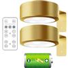 OUDIOHAI Luce Magnetica per Quadri, 2pcs Faretti LED per Quadri, Luci per Quadro da Parete con Telecomando, Applique Senza Fili, Lampada Adesiva Muro a Batteria Illuminazione Magnetica (Golden)