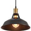 iDEGU Lampadario a Sospensione Industriale 27cm Lampada da Soffitto Vintage in Metallo E27 Lampadario Soffitto Retro Lampada a Sospensione per Sala da Pranzo Soggiorno Cameretta Ristorante Bar (Nero)