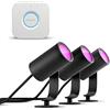 Philips Hue Lily Kit di Avvio con 3 Proiettori da Giardino (Antracite) - Luce Bianca e Colorata - Incl. 1 Cavo di Alimentazione, 1 Hue Bridge - Illuminazione da Giardino - Hue White and Color Ambiance
