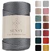S SENSY Sensy, Cordoncino in poliestere da 5 mm, 95 metri, 100% polipropilene, per macramè, 5 mm, per borse all'uncinetto, macramè, filo all'uncinetto, regalo per maglieria (Grigio)