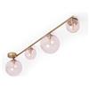 LEDKIA LIGHTING LEDKIA Lampadario in Metallo e Vetro Moonlight Brass 4 punti luce Rosa | 4 Punti Luce G9 | Metallo e Vetro | Design Versatile per Soggiorno e Camera | Dimensioni Compatte, Rosa