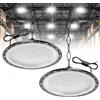Dibaful 2 Pezzi 500W LED lampada da soffitto per officina 6500K bianco freddo faretto da soffitto | IP65 impermeabile UFO illuminazione per capannoni faretto per capannoni lampada industriale