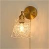 UOPYNE Luce francese di lusso lampada da parete in vetro applique vintage da parete con interruttore a catena moderna camera da letto comodino lampada da parete con base in ottone appliques E27 illuminazione