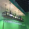 DSVONAUS Portabottiglie da Soffitto - Mensola da Soffitto Porta Bicchiere da vino Sospeso, Portabottiglie da Appendere Industriale Regolabile in Altezza per Cucina Bar Caffetteria