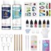 INK LAB Resina Epossidica Trasparente Atossico Kit Resina Epossidica Completo con Stampi Colori Glitter Colla Resina Epoxy Compreso 1:1 per Principianti Creazione Gioielli Legno Decorazione