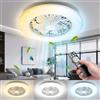 Aigostar Ventilatore da Soffitto con Luce e Telecomando, Φ49*14cm, Motore DC, Luminosità e Colore Regolabili, Timer, Adatto per Cucina, Camera da Letto e Soggiorno