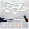 YUNZI Fiore Ventilatore da Soffitto con Luce E Telecomando Soggiorno Dimmerabile LED Lampadario Ventilatore Motore DC Reversibile 6 velocità Plafoniera con Ventilatore Design-White