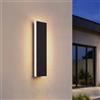 Ledvion - Applique da esterno LED lunga Villa, 30cm, Ip65, 6W, Noir, Bianco caldo, 2700K, Alluminio e acrilico, per interno ed esterno, applique da esterno, lampada da parete esterna