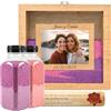 NIRALIS Confezione Cerimonia Sabbia Matrimonio Personalizzato Legno Quercia | Sabbia Colorata 2 barattoli da 800 g | Portafoto 10 x 15 cm | Personalizzabile con Data e Nomi Sposi (Quercia, Sabbia Rosa