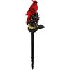 PONDON Luce solare cardinale resistente alle intemperie, 17,3 in uccello rosso su pigna, lampada decorativa da giardino, LED bianco caldo, arte del cortile in resina, luci natalizie