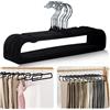 Jokresty Grucce Pantaloni Velluto,10 Pezzi Gruccia Pantalone in Vellutate,35cm Appendini per Pantaloni Stampelle Pantaloni,Grucce Salvaspazio Pantaloni con Rotante 360°per Jeans,Vestiti,Sciarpe(Nero)