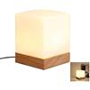 ChaoZan lampada da tavolo moderna retrò 1x E27 max.40W legno rovere chiaro/vetro opalino, luce notturna, lampada da terra, soggiorno,studio,lampada da comodino,Lampada decorativa（Quadrato）