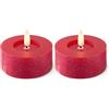 MIJOMA Candela a LED in vera cera con fiamma realistica, timer e funzionamento a batteria | Candela LED da interno con luce bianco caldo | Aspetto naturale (Rosso - Candele, Ø7 cm x 6 cm)