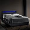 Produce Shop Letto Matrimoniale 2 piazze Moderno con Rete testiera LED cassetti 160x190 Geneva King - Nero