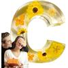 Generico Lettera Luminosa in Resina Con Fiori Secchi - Alfabeto Creativo Con Luce Notturna a Fiori Pressati Unici
