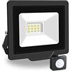 PICAA Faretto LED da Esterno, 10W Faro da Lavoro a LED 6500K, luce di sicurezza LED con sensore di movimento, Proiettore da Costruzione per Campeggio, Riparazione Auto, Escursionismo e Pesca