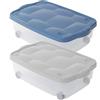 Sicignano Casalinghi Ingrosso Casalinghi Sicignano | Contenitore Organizer Storage Box Scatola Multiuso con Coperchio Colori Assortiti, Plastica Trasparente, Impilabile, Rettangolare - Soggiorno Camera da Letto Vestiti (24 lt, 2)