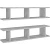vidaXL Mensole Parete 2pz Grigio Cemento 90x18x20 cm Legno Multistrato
