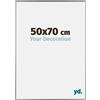 yd. Your Decoration - Cornice 50x70 cm - Argento Lucente - Decorativa Parete in Plastica con Vetro in acryl - Antiriflesso - 50x70 Cornice - Evry