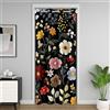 Loussiesd Tenda per porta con ricamo floreale, per la privacy, 150 x 203 cm, 1 pannello con fiori 30% -50%, oscurante, decorazione per camera da letto, piante botaniche, porte, con finestre, donne e