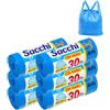 AkitaInk Sacchi Nettezza 40x55 cm con Manici, 180 Sacchetti Colorati Resistenti e Antiforo, 6 Rotoli da 30, Ideali per Bagno, Cucina e Ufficio (Blu)