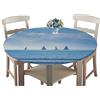 Treer-shop Rotonde Tovaglia in Poliestere con Bordo Elastico, Treers Copritavolo Lavabile Impermeabile Antipolvere Tovaglia con 3D Mare Stampa per Cucina Giardino Decorazione Tavolo (Barca a Vela,150cm)
