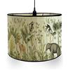 Morbuy Paralume a Tamburo in Bambù con Motivo Animale Foresta, Paralume Sostituibile per E27 Lampada da Tavolo, Lampada da Terra, Lampadario, Lampada Accessorio, Decorazioni Casa (Giungla)