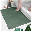 Hixingo Tappeto da Bagno Antiscivolo e Assorbente, in Diatomite, con Fondo in Gomma， Tappeto Cucina ad Asciugatura Rapida, Tappeti per Ingresso del Bagno e Doccia (60x90cm,Verde Scuro)