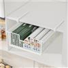 RichVibe - Organizzatore da appendere sotto il mobile con cassetto portaoggetti per utensili da cucina, 37x22x9 cm, in materiale ferro con alte guide laterali, design estraibile, bianco/nero
