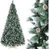 LIFERUN Albero di Natale Artificiale 150cm, Supporto in Legno, Super Folto | Albero di Natale Innevato, Effetto Realistico e Rami con Aghi Anticaduta, con 28PCS Pigne, 676 Punte, Decorazione Natalizia
