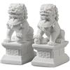 Siunwdiy Statue Foo Dogs Leone in Pietra,Leone Protettivo Feng Shui per Ingresso, Decorazione da Giardino, Decorazione Asiática,11CM